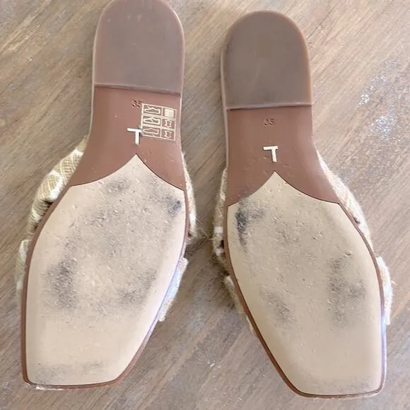 LAFAYETTE 148 Germaine PaddedJacquard Slides Sandals Honey Nut EU 35