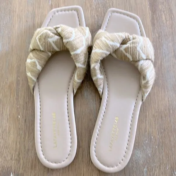 LAFAYETTE 148 Germaine PaddedJacquard Slides Sandals Honey Nut EU 35