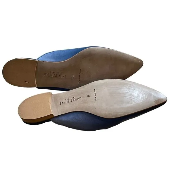 LAFAYETTE 148 NEW YORK Ombre Vento Pointed-Toe Suede Mules in Blue Size 37