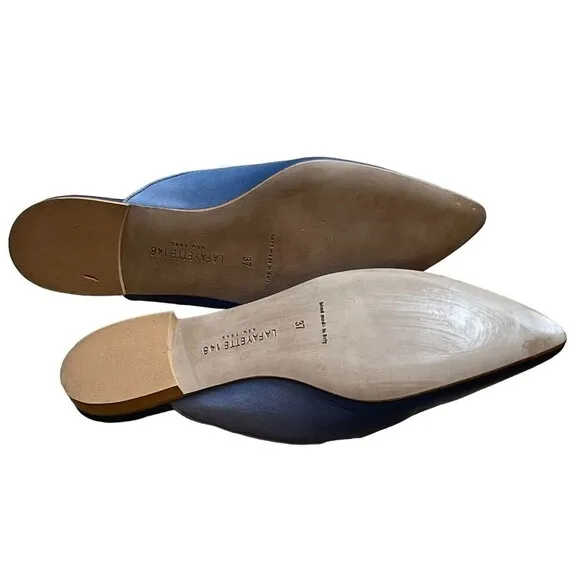 LAFAYETTE 148 NEW YORK Ombre Vento Pointed-Toe Suede Mules in Blue Size 37