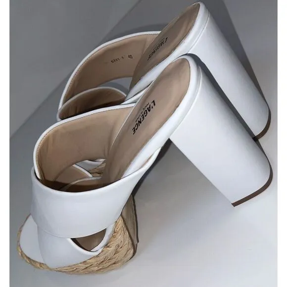 L'AGENCE  Lucca 65mm ‎ Platform Sandals - White size 40/ US 10