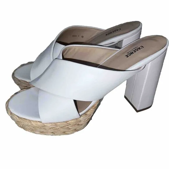 L'AGENCE  Lucca 65mm ‎ Platform Sandals - White size 40/ US 10