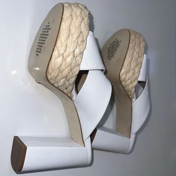 L'AGENCE  Lucca 65mm ‎ Platform Sandals - White size 40/ US 10