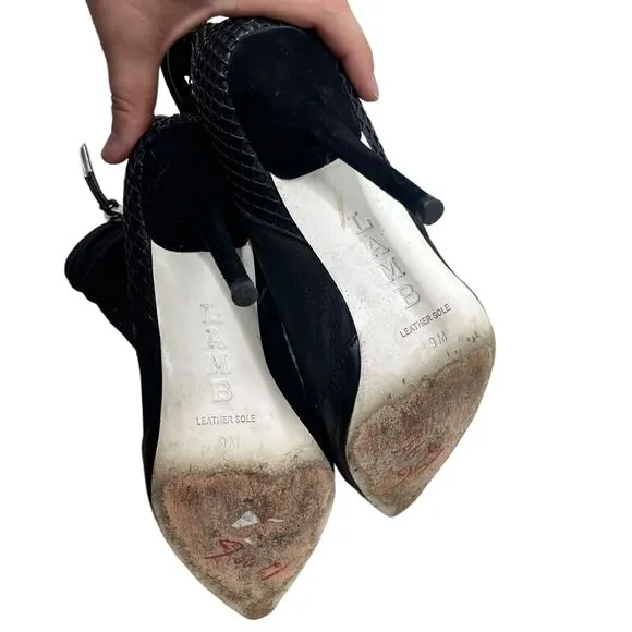 L.A.M.B. Gwen Stefani Sloan Bootie Boots Side Zip Pointed Toe Suede Leather 9 M