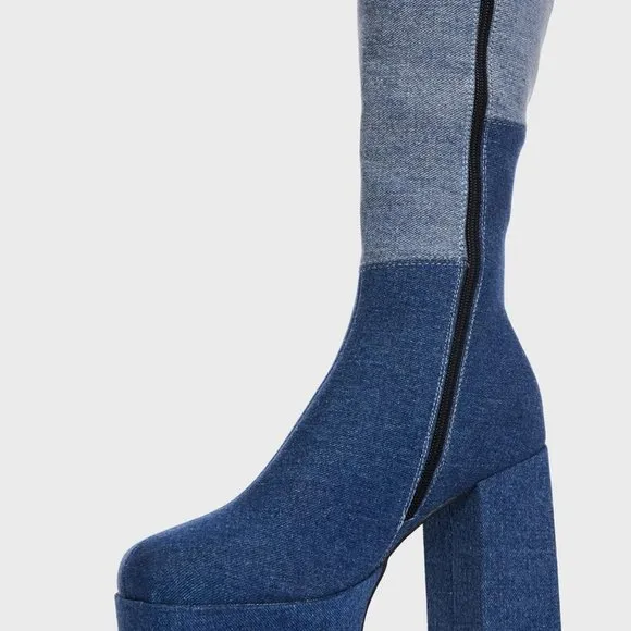 Lamoda &quot; PRECISELY PRETTY GIRL PATCHWORK &quot; Platform Knee High Boots (BRAND NEW!)