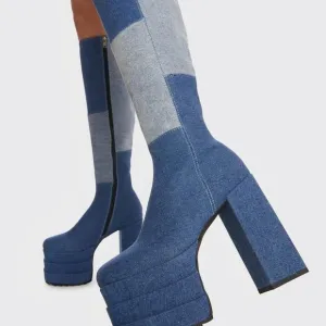 Lamoda &quot; PRECISELY PRETTY GIRL PATCHWORK &quot; Platform Knee High Boots (BRAND NEW!)