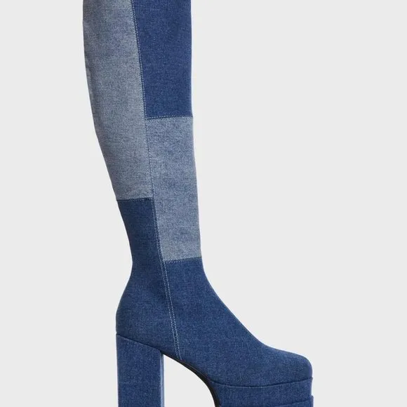 Lamoda &quot; PRECISELY PRETTY GIRL PATCHWORK &quot; Platform Knee High Boots (BRAND NEW!)