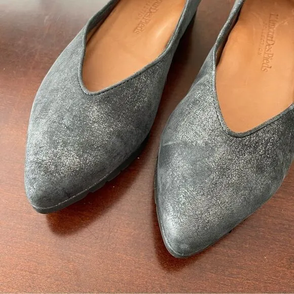 L'amour Des Pieds silver gray suede pointy toe flats
