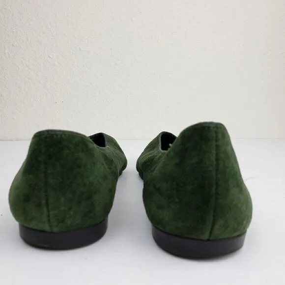 Land's end forest green suede flats