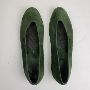 Land's end forest green suede flats