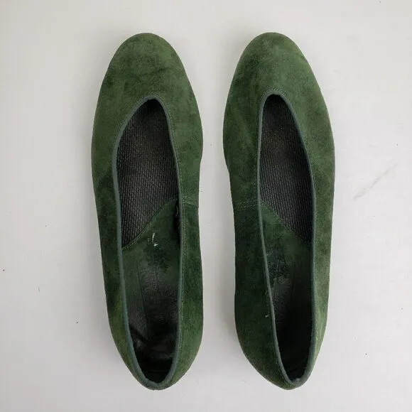 Land's end forest green suede flats