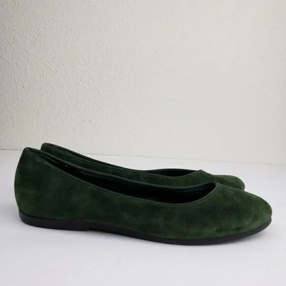 Land's end forest green suede flats