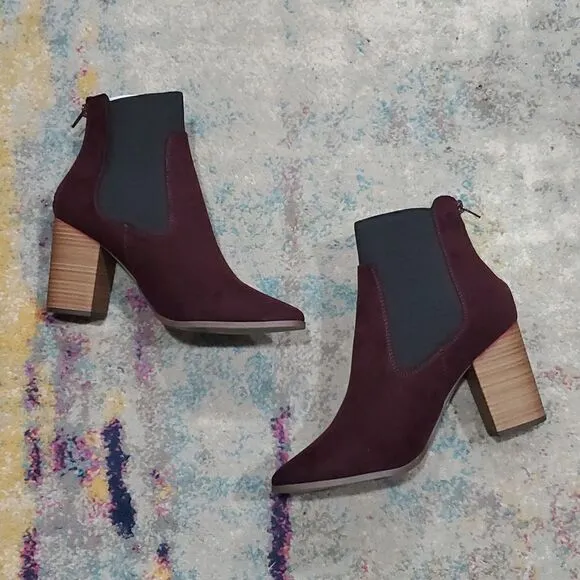 Lane Bryant Chelsea Heeled Ankle Boots in Cabernet Size 10W