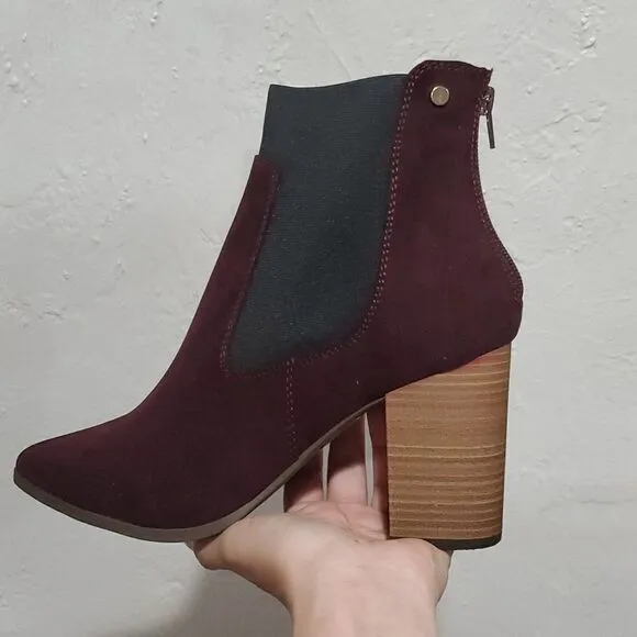 Lane Bryant Chelsea Heeled Ankle Boots in Cabernet Size 10W