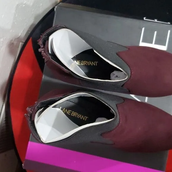Lane Bryant Chelsea Heeled Ankle Boots in Cabernet Size 10W