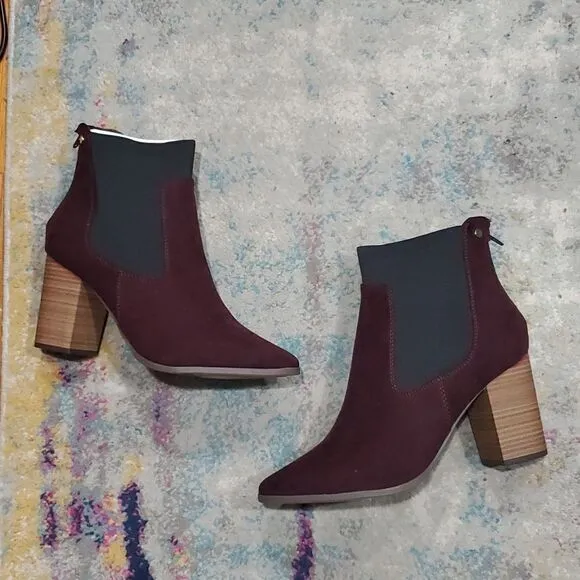Lane Bryant Chelsea Heeled Ankle Boots in Cabernet Size 10W