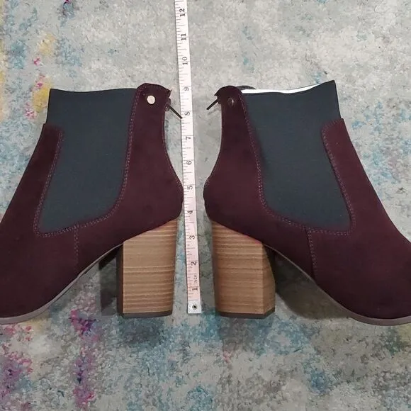 Lane Bryant Chelsea Heeled Ankle Boots in Cabernet Size 10W