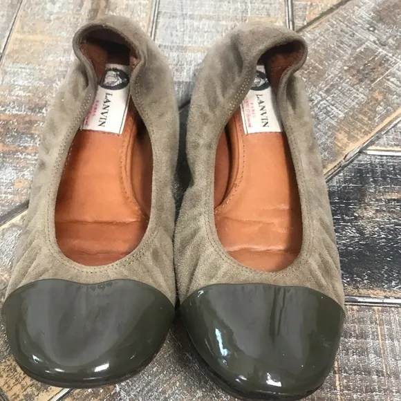 Lanvin Patent and suede flats.