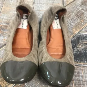 Lanvin Patent and suede flats.