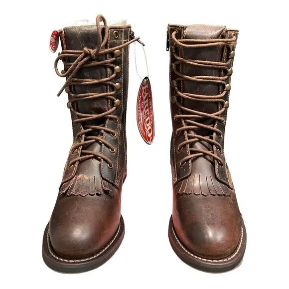 LAREDO BOOTS WOMEN'S 7 BROWN SARA ROSE TAN SIDE-ZIP LEATHER WESTERN 52062