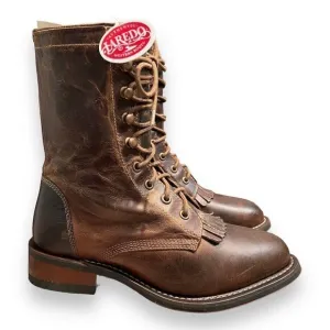 LAREDO BOOTS WOMEN'S 7 BROWN SARA ROSE TAN SIDE-ZIP LEATHER WESTERN 52062