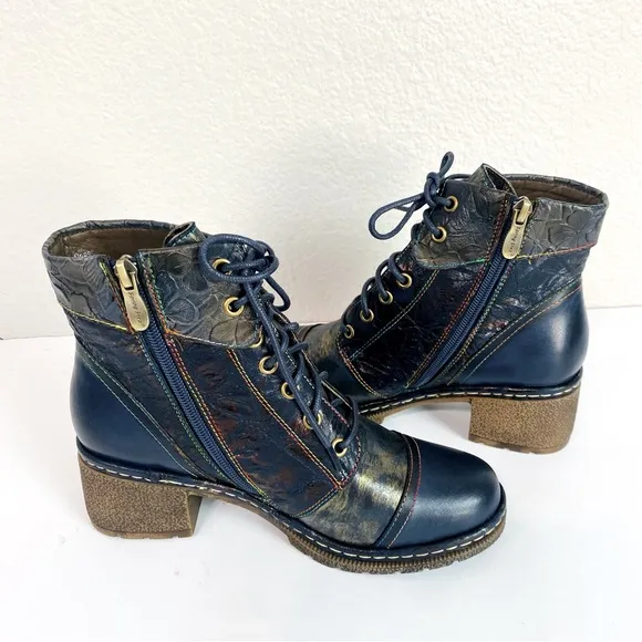 L’Artiste Navy Multi Sunsetride Boots Size 38/7.5-8