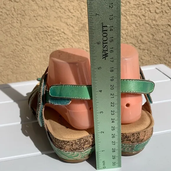 L’Artiste Spring Step Quilana green/turquoise leather sandals 9 (European 40)