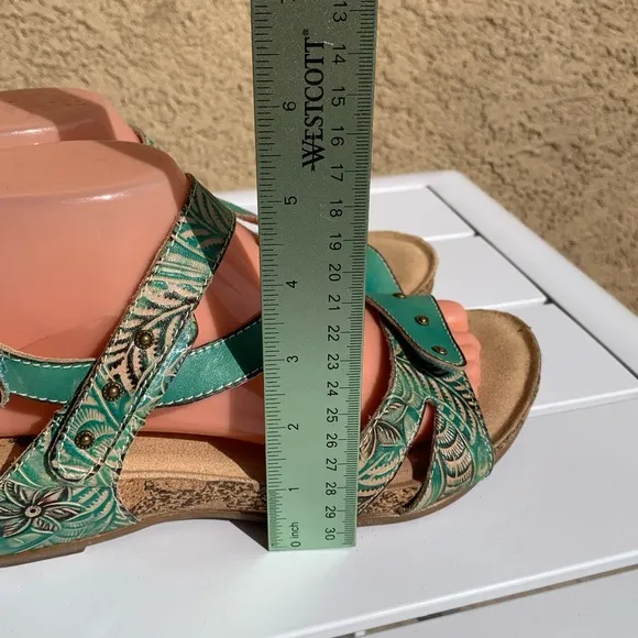 L’Artiste Spring Step Quilana green/turquoise leather sandals 9 (European 40)
