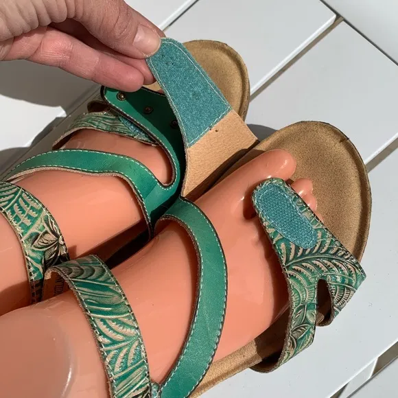 L’Artiste Spring Step Quilana green/turquoise leather sandals 9 (European 40)