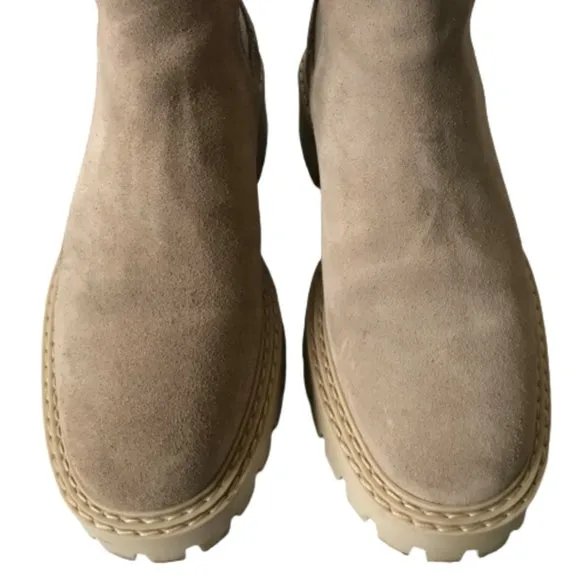 Last Daze Chelsea Boots Booties Womens 41 10 Tan Beige Elastic Side Panel Chunky