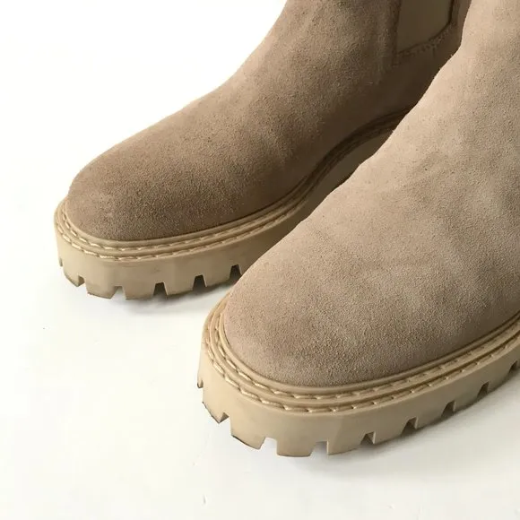 Last Daze Chelsea Boots Booties Womens 41 10 Tan Beige Elastic Side Panel Chunky
