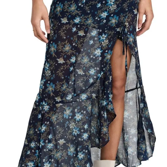 LAST ONE! new Free People  Maxi Skirt  Femme Edge / Ink Combo 39205