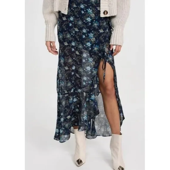 LAST ONE! new Free People  Maxi Skirt  Femme Edge / Ink Combo 39205