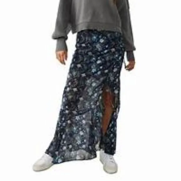 LAST ONE! new Free People  Maxi Skirt  Femme Edge / Ink Combo 39205