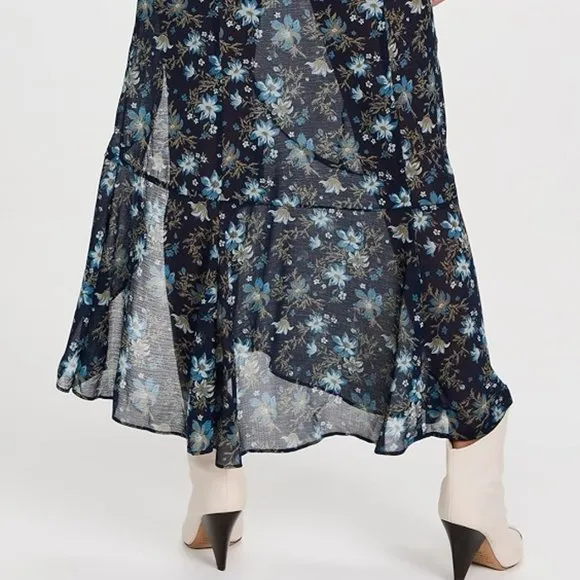 LAST ONE! new Free People  Maxi Skirt  Femme Edge / Ink Combo 39205