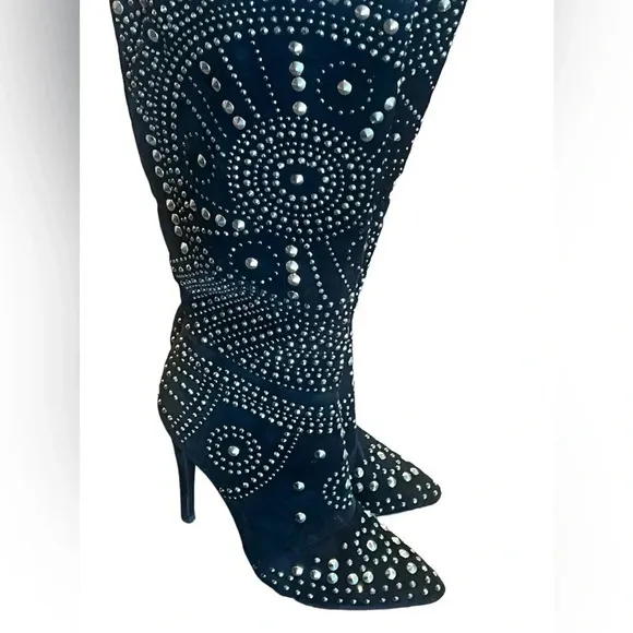 Lauren Lorraine Black W/ Silver‎ Stud Boots Women’s 7.5