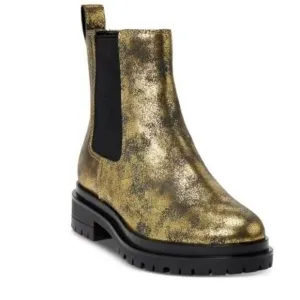 Lauren Ralph Lauren Corinne Leather Chelsea Boots Pull On Black Bronze Size 6.5B