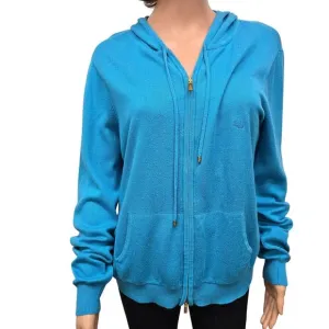 LAUREN RALPH LAUREN  Two-way Full Zip Hoodie Cardigan Sweater Silk Cashmere XL
