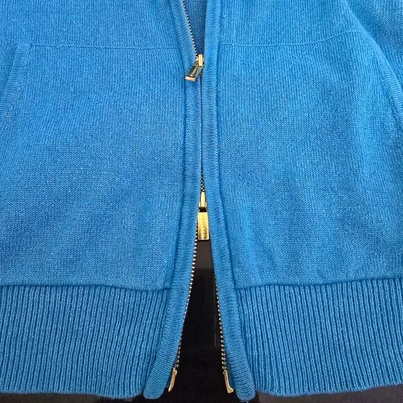 LAUREN RALPH LAUREN  Two-way Full Zip Hoodie Cardigan Sweater Silk Cashmere XL