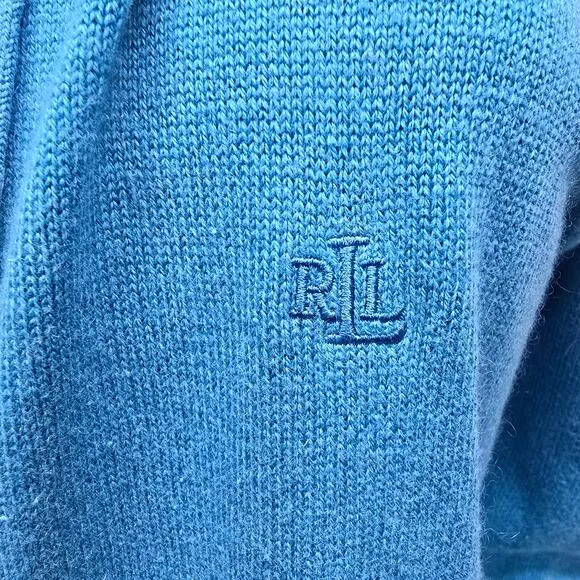 LAUREN RALPH LAUREN  Two-way Full Zip Hoodie Cardigan Sweater Silk Cashmere XL