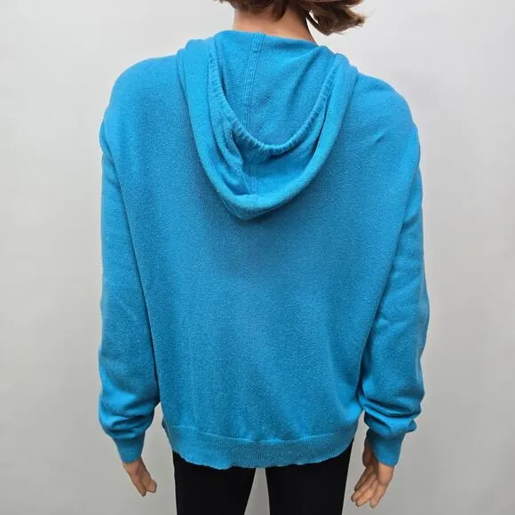 LAUREN RALPH LAUREN  Two-way Full Zip Hoodie Cardigan Sweater Silk Cashmere XL