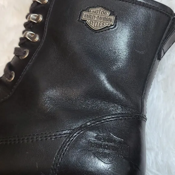 Leather Harley-Davidson Boots with Side Zipper