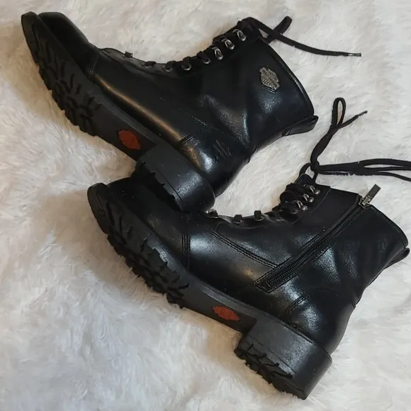 Leather Harley-Davidson Boots with Side Zipper