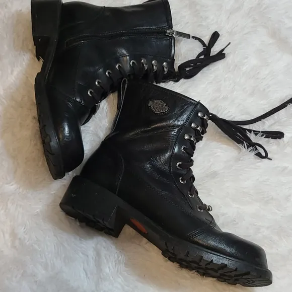 Leather Harley-Davidson Boots with Side Zipper