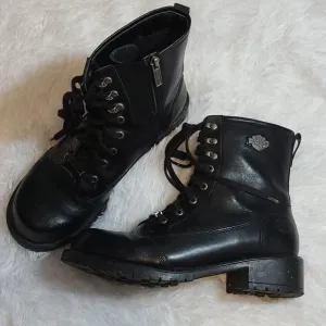 Leather Harley-Davidson Boots with Side Zipper