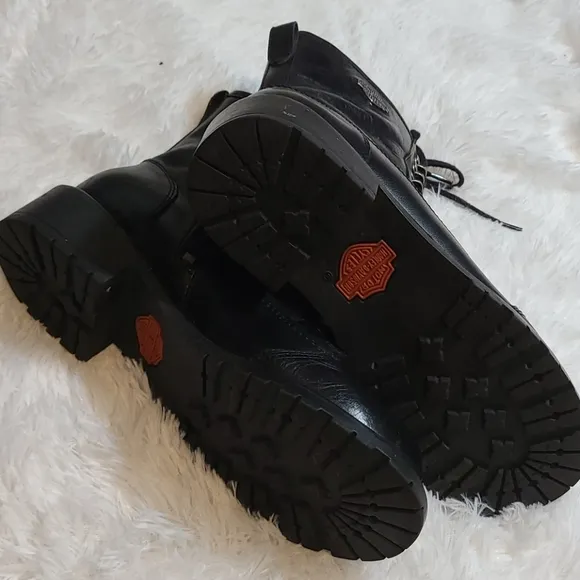 Leather Harley-Davidson Boots with Side Zipper