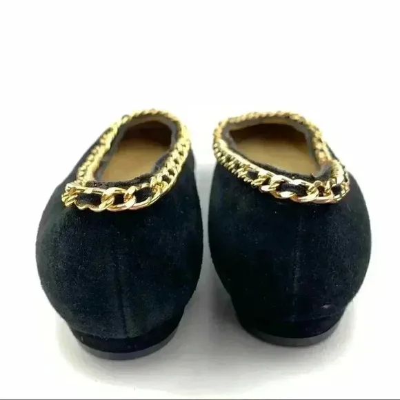 Left &amp; Right flats 6.5 suede ballet 90s metallic