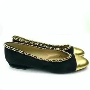 Left &amp; Right flats 6.5 suede ballet 90s metallic