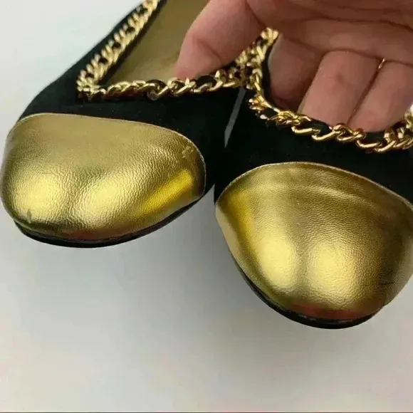 Left &amp; Right flats 6.5 suede ballet 90s metallic