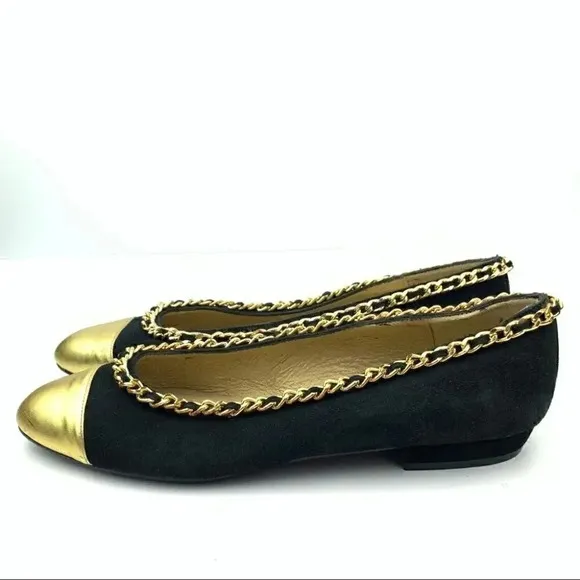 Left &amp; Right flats 6.5 suede ballet 90s metallic